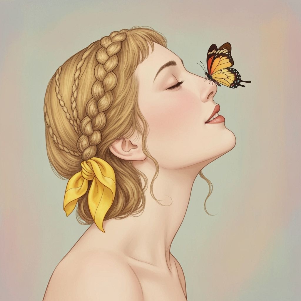Woman with Butterfly, Alphonse Mucha Style