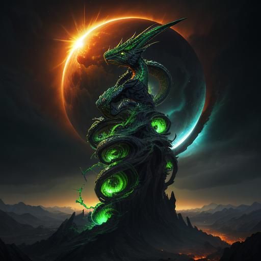 Dramatic Two-Headed Snake in Electric Storm