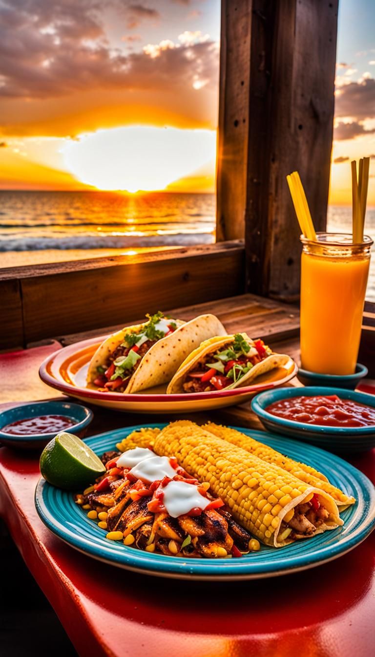 Mazatlan Seaside Restaurant at Golden Hour