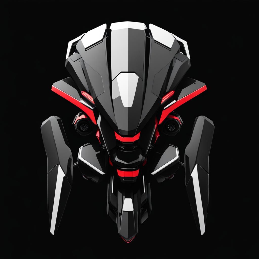 Futuristic Red and Black Starship Design