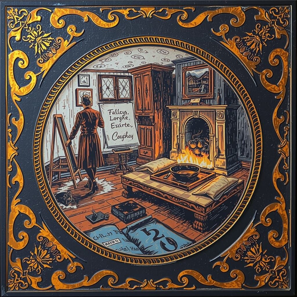 Etcher's Etched Sketch of an Artist's Drawing