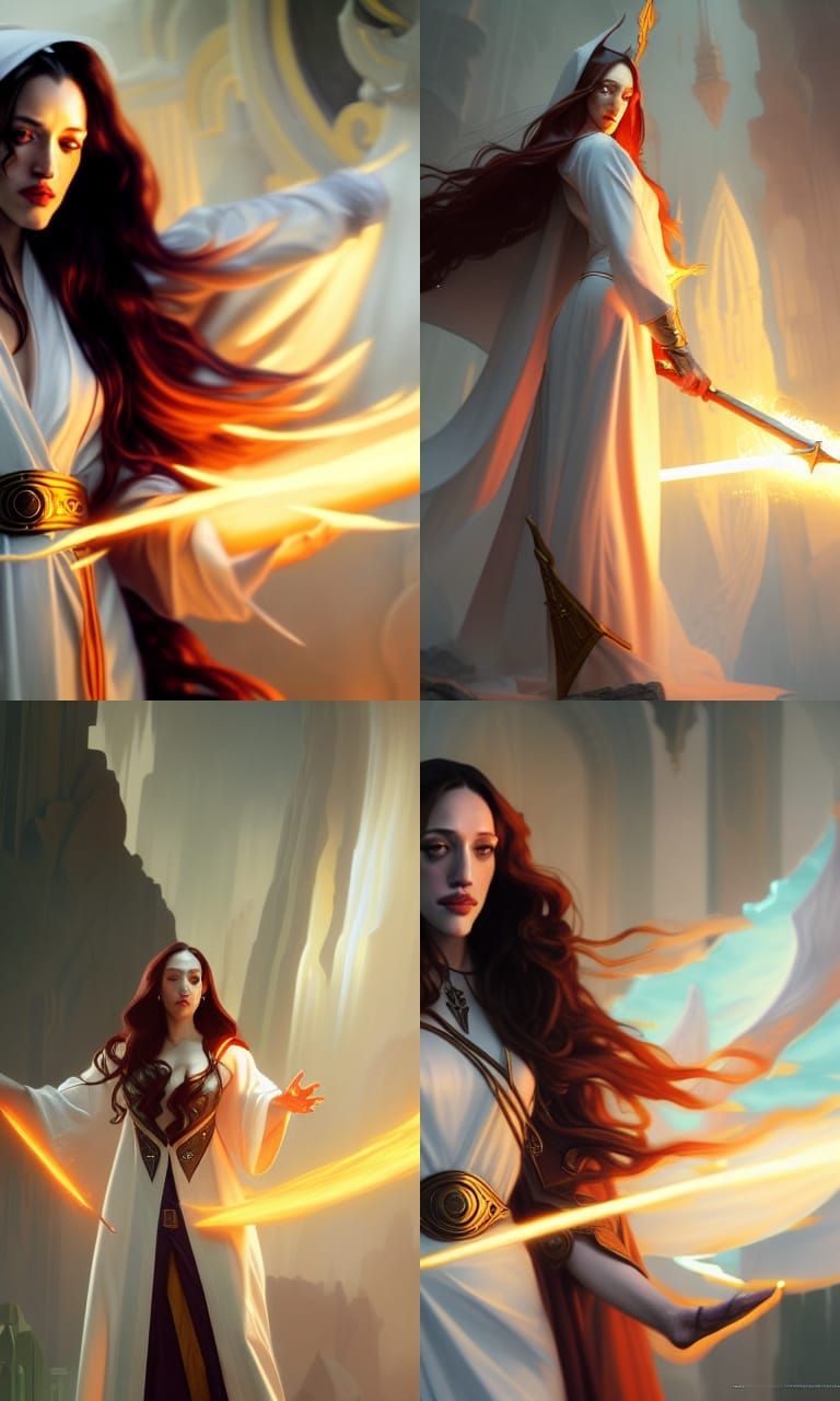 High Elf Sorceress Concept Art in Aetherpunk City