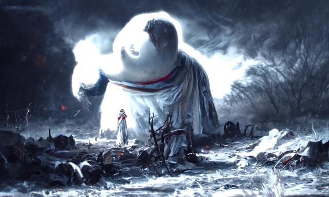 Ominous Stay Puft Horror in Doré Style