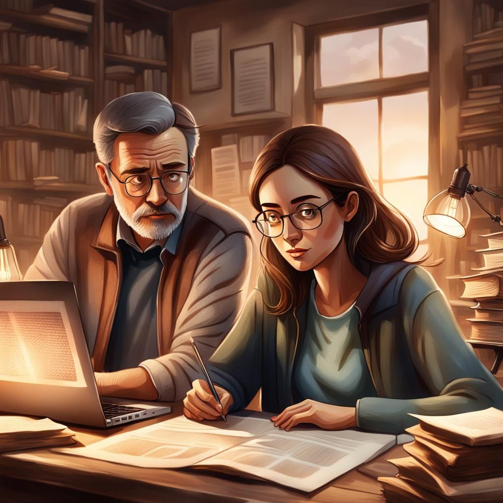 Academic Duo in Cozy Study