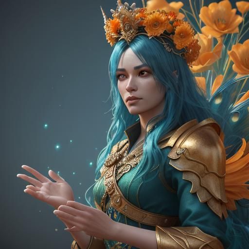 Mermaid with Peacock Tail in Vibrant Digital Painting