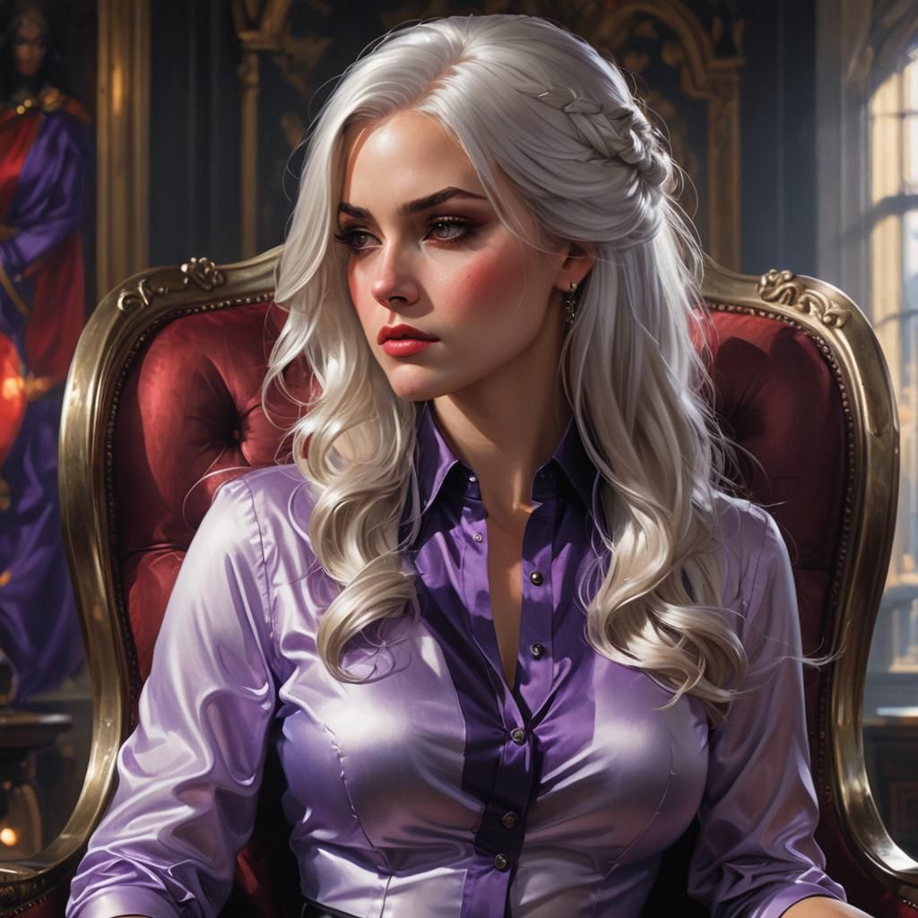 Stunning Woman with Platinum Hair in Art Nouveau Style