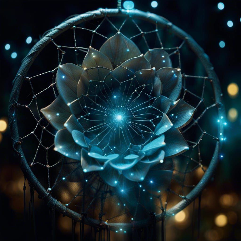 Glowing lotus flower dreamcatcher