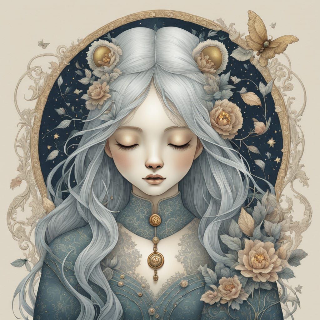 Vintage Patchwork Teddy Bear Illuminated by Ethereal Glow