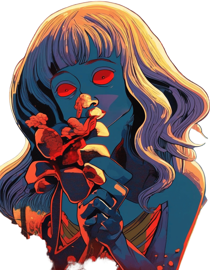 Surreal Zombie Girl Emerges from Cubist Landscape