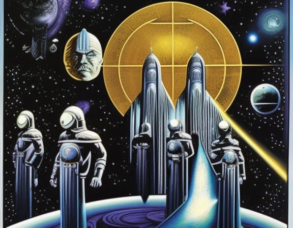 Cosmic Watchmen: A Hyperdetailed Sci-Fi Vision