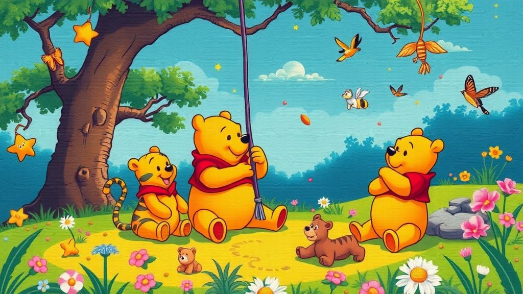 Winnie the Pooh Crocheted Blanket in Pixel Art Style