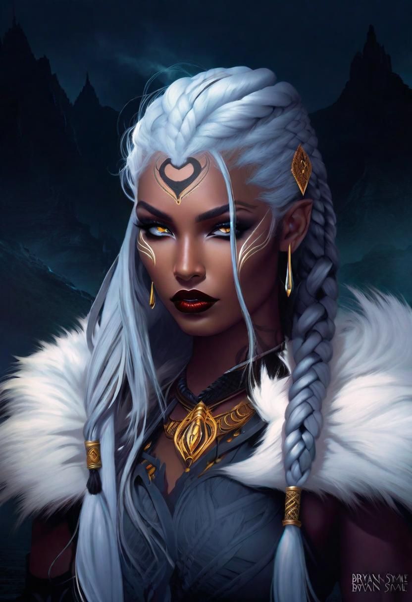 Drow Girl Portrait with Black Tattoos