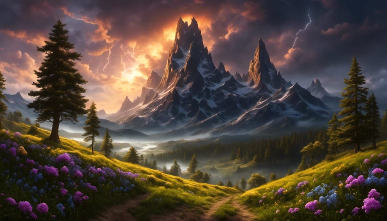 Cosmic Lightning Dream Digital Artwork