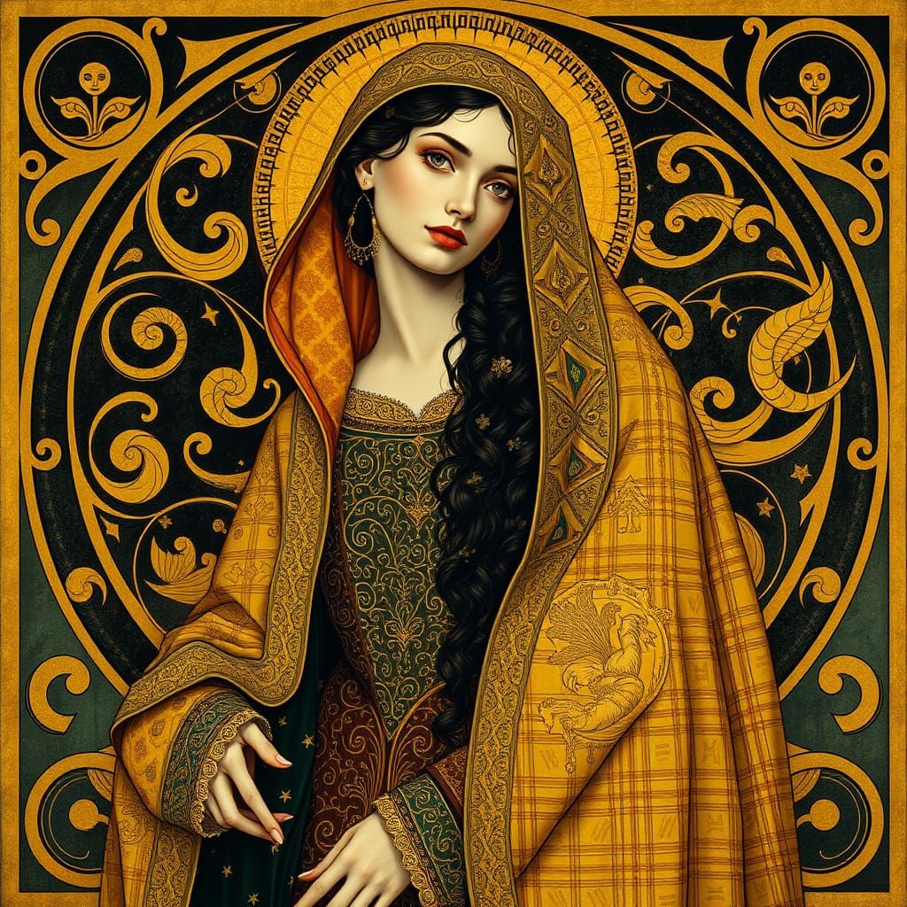 Morgan le Fay in Klimt-Inspired Art Nouveau Style