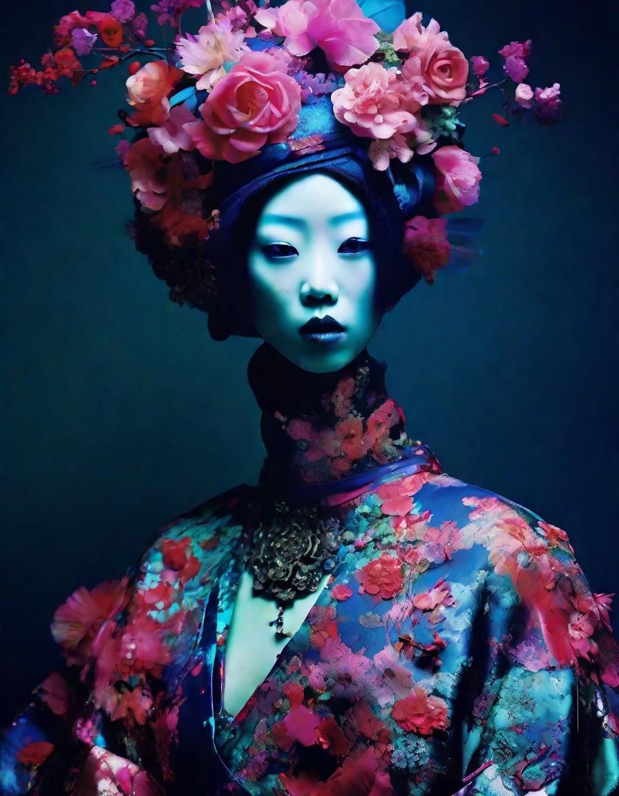 Mysterious Glitchcore Woman Portrait