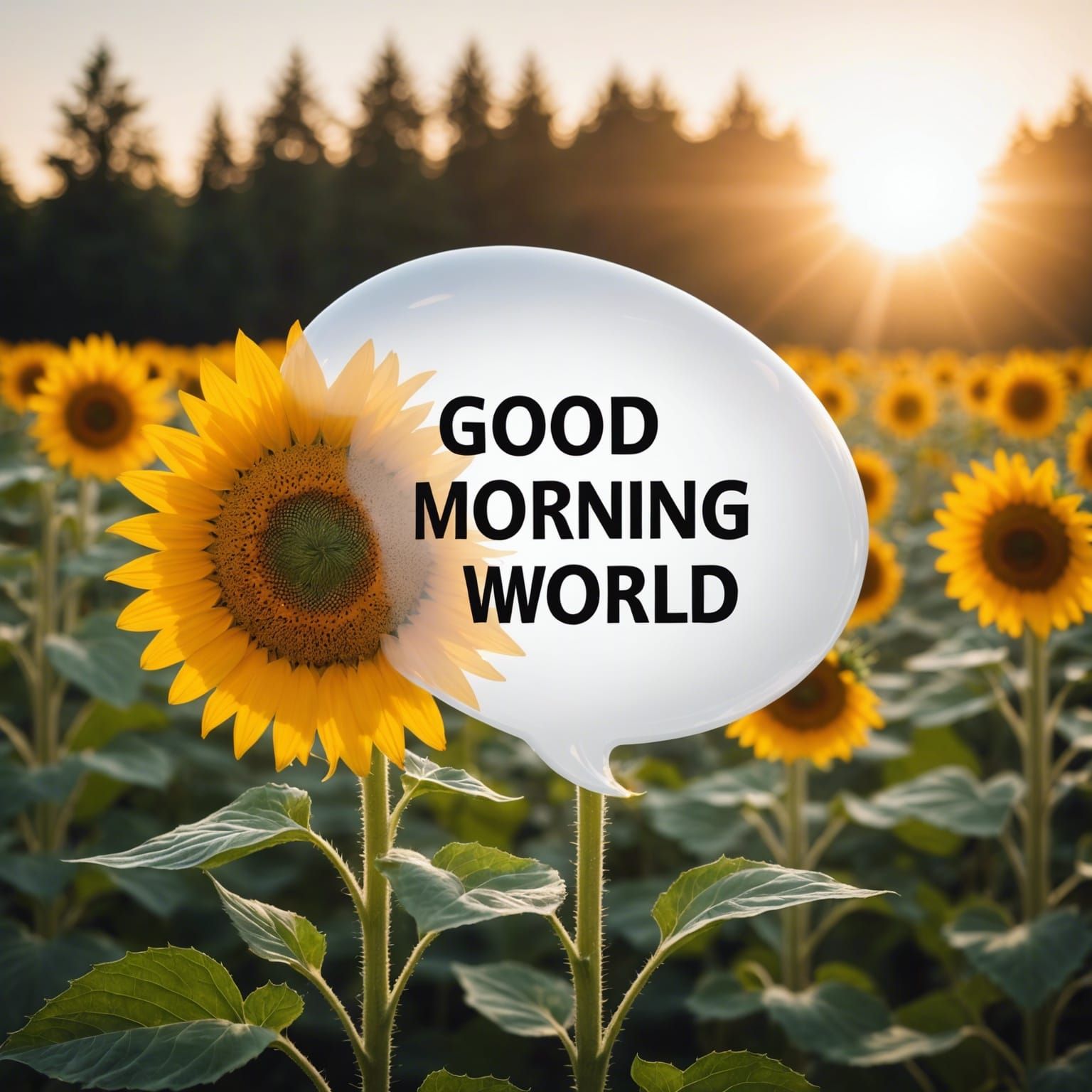 Chat Bubble and Sunflower in Morning Light