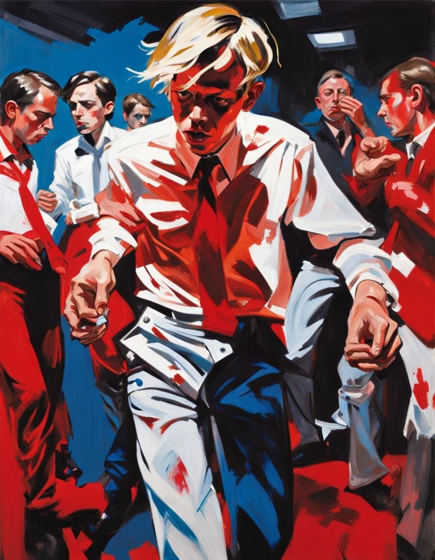 Neo-Expressionist Yuppie in Chaotic Nightclub