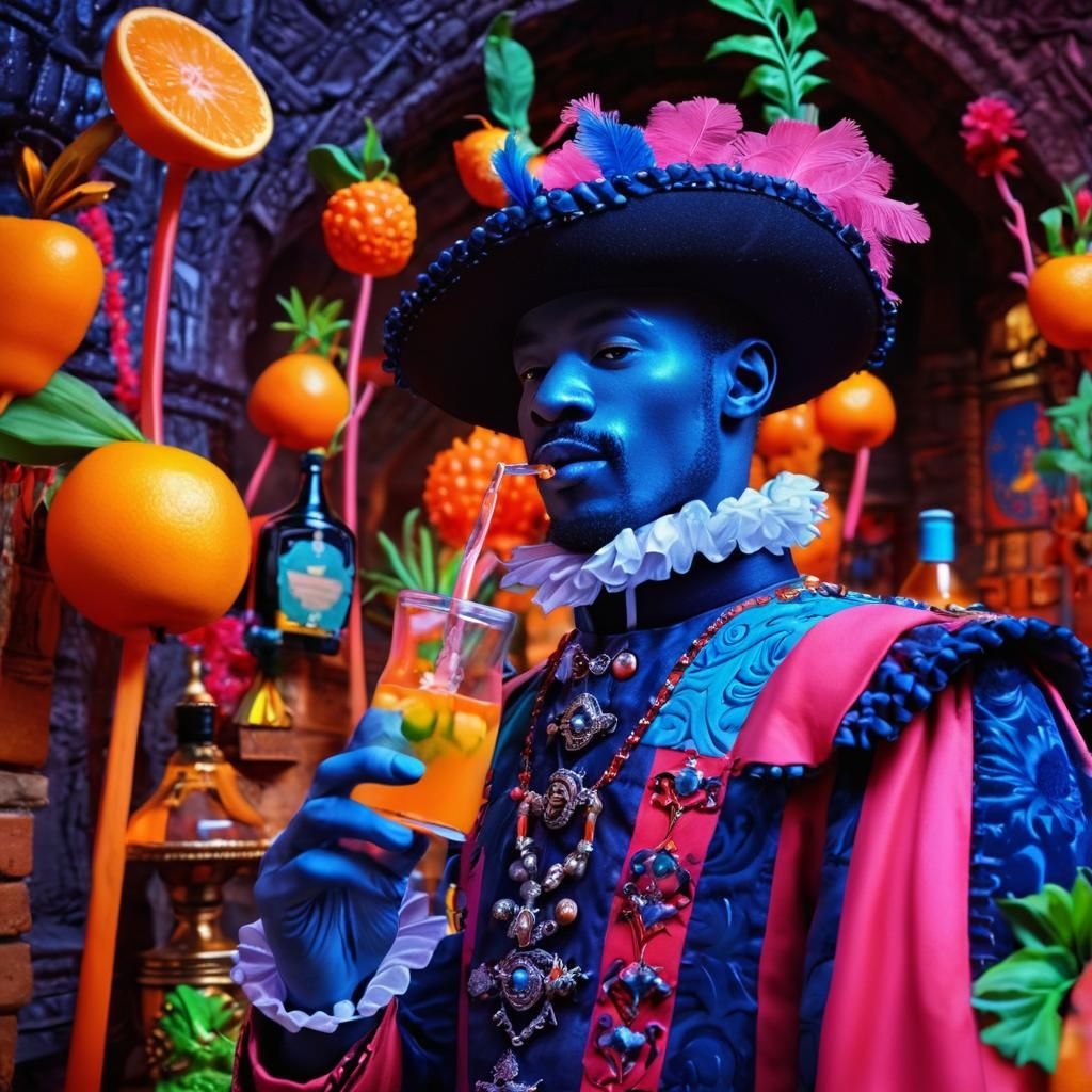 Psychedelic Beefeater in Fruit Dungeon, Retro Photo