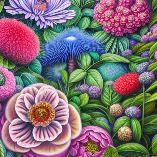 Blooming Botanical Garden: A Chalk Painting Masterpiece