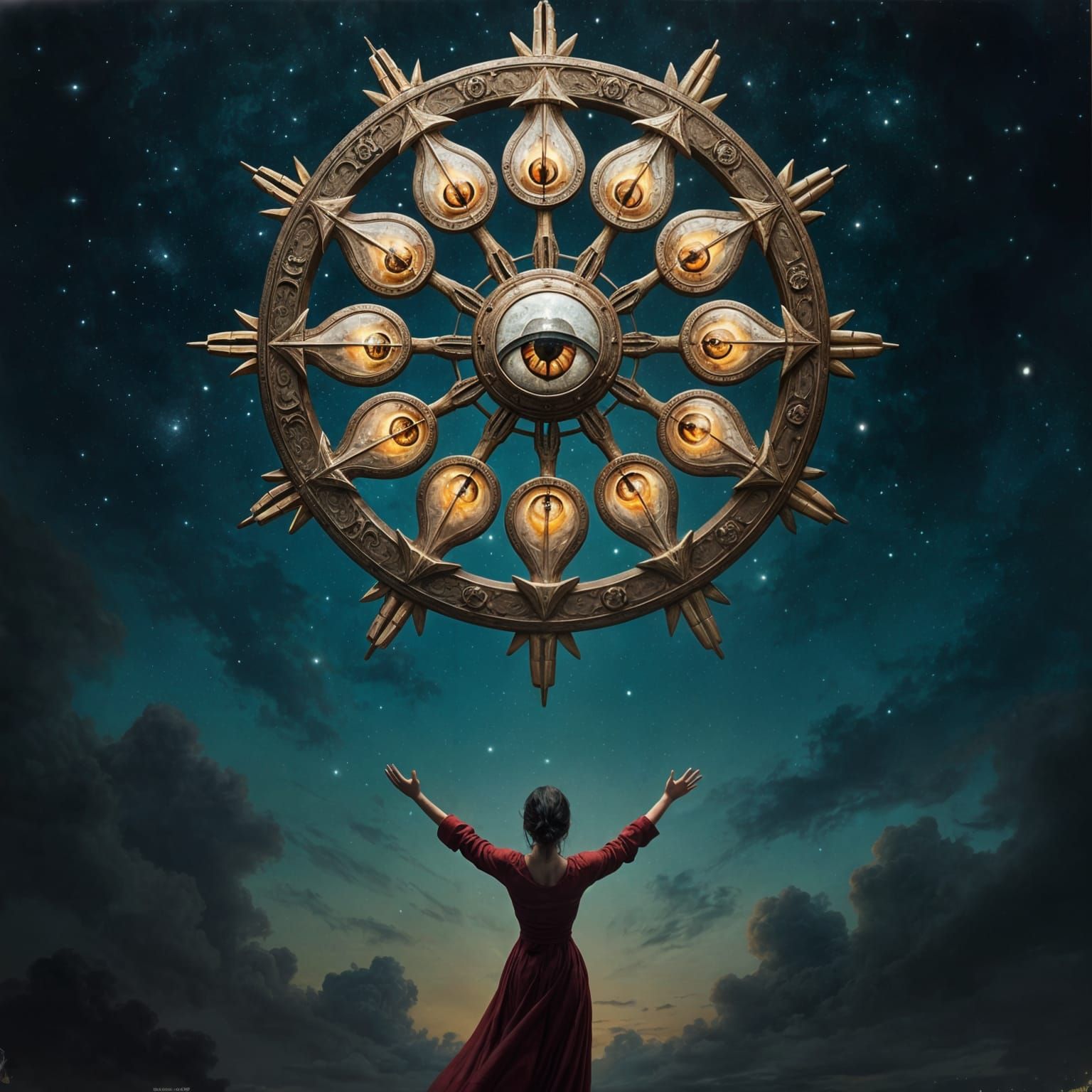 Eyes in the Cosmos Revolve Within Open Hands