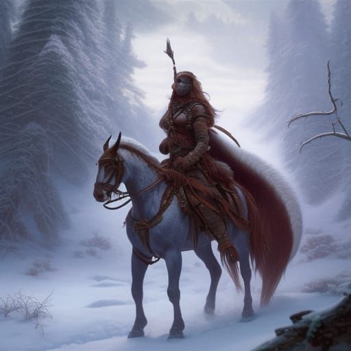 Hyperrealistic Winter Warrior Painting