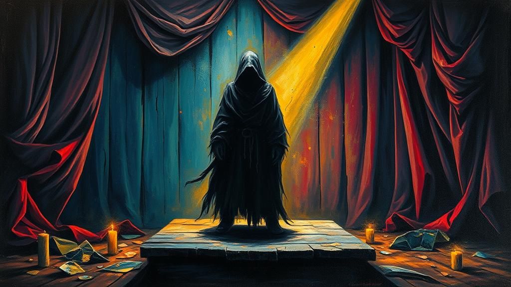 Mysterious Figure on Stage in Impasto Oil Painting