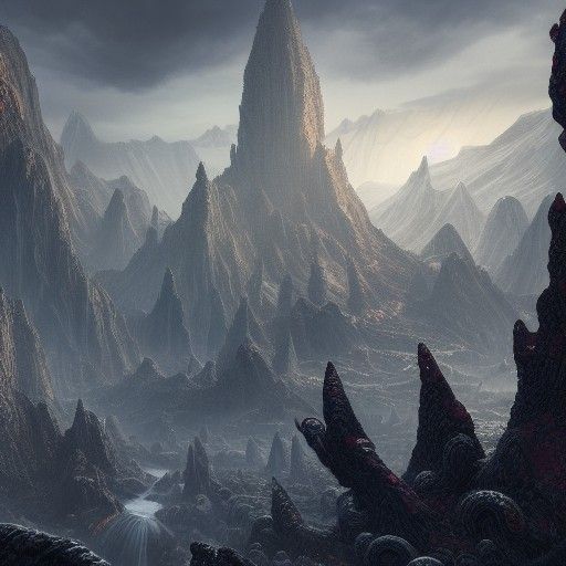 Detailed Fantastical Matte Painting in Deep Color