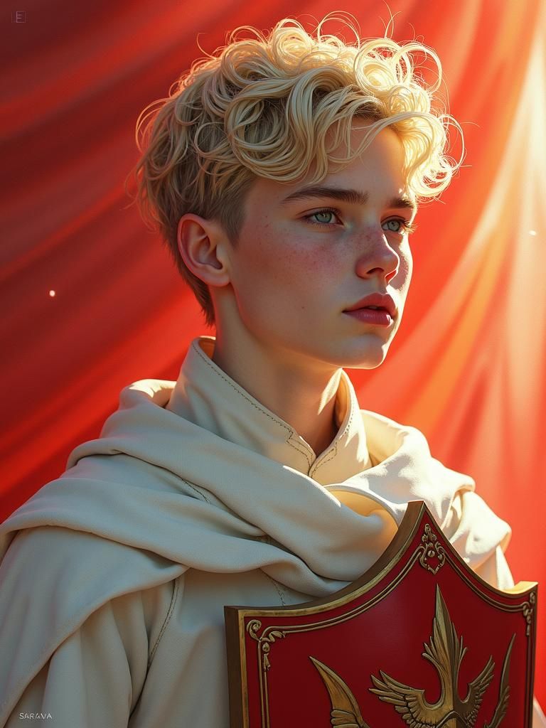 Elf-like Youth in Gleaming White Armor