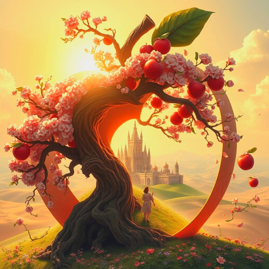 Fantastical Apple Kingdom in Vibrant Sunlight