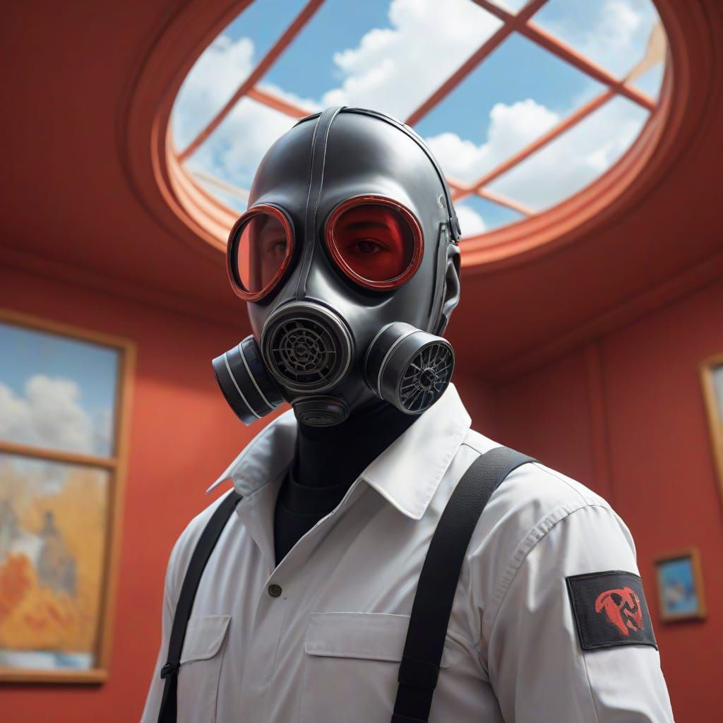 Futuristic Figure in a Red Chamber