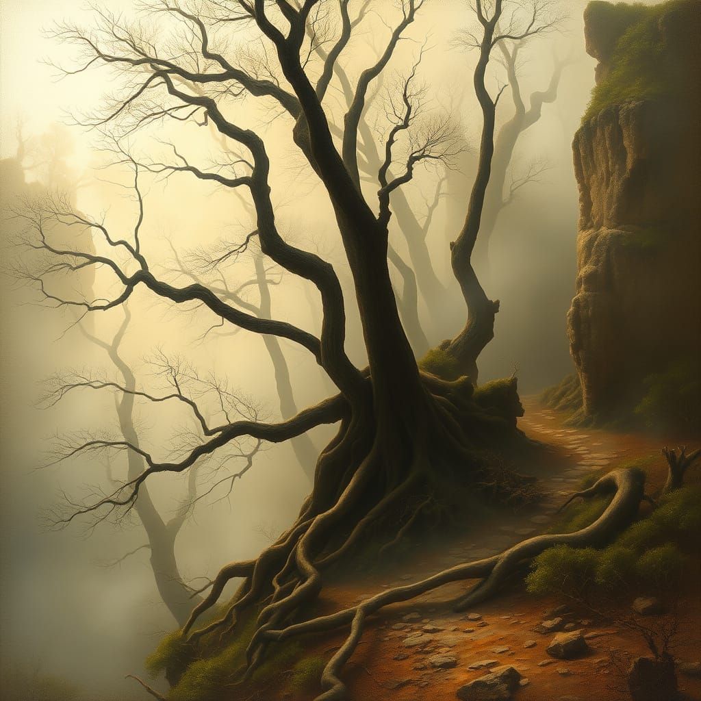 Misty Karst Forest in Romantic Style