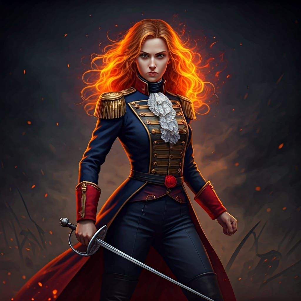 French Teenage Duelist in Dark Fantasy Style