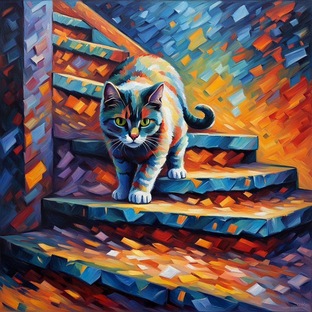 Cat Descending Staircase into Another Dimension: Expressioni...
