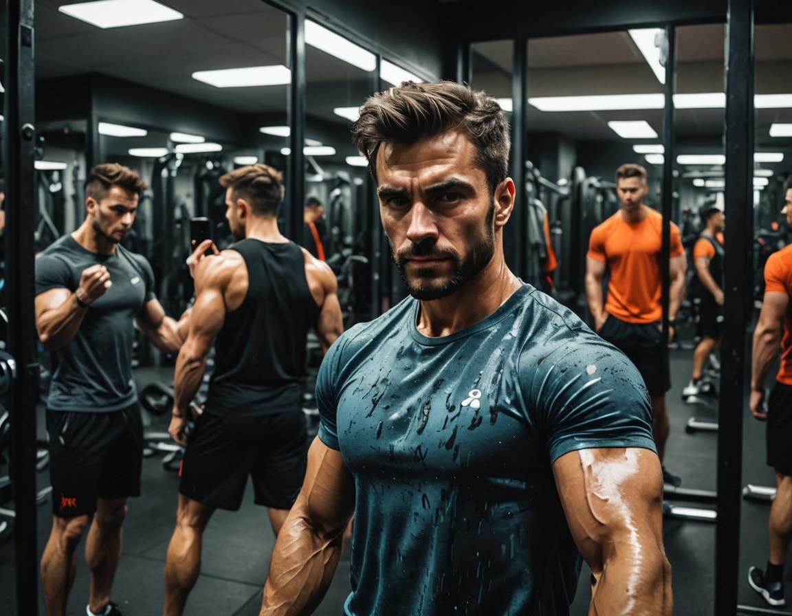 Gym Selfie Concept Art Inspired by Daniel Dociu