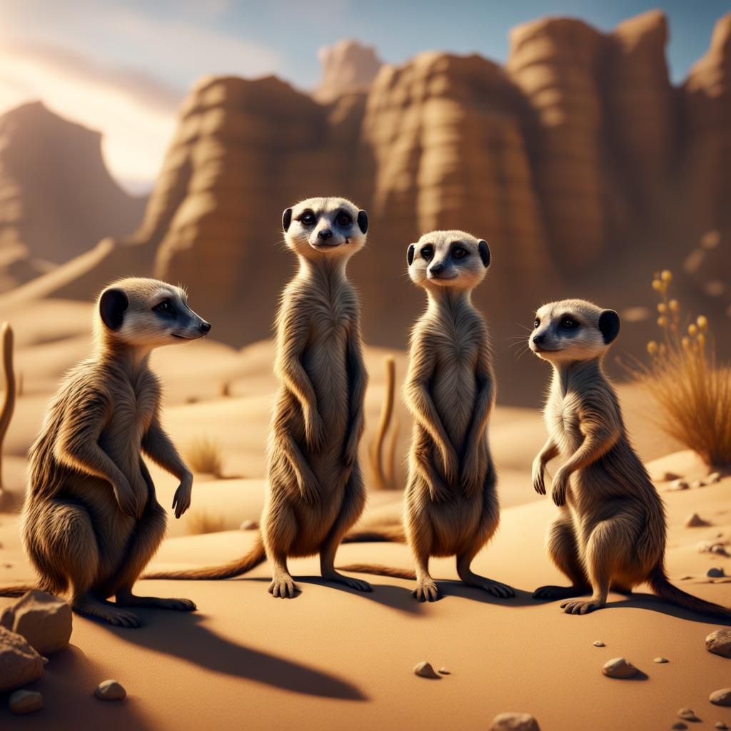 Meerkats in Desert Home: Fantasy Concept Art