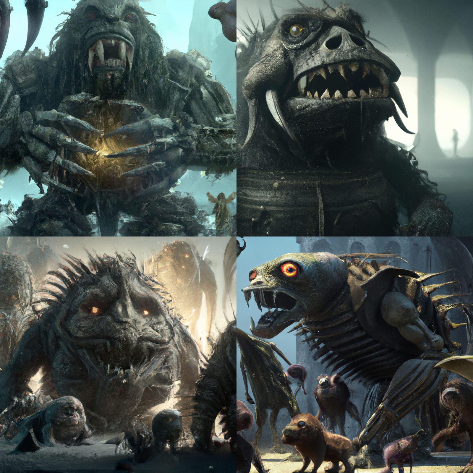 Monstrous Creatures in Dark Surrealist Style