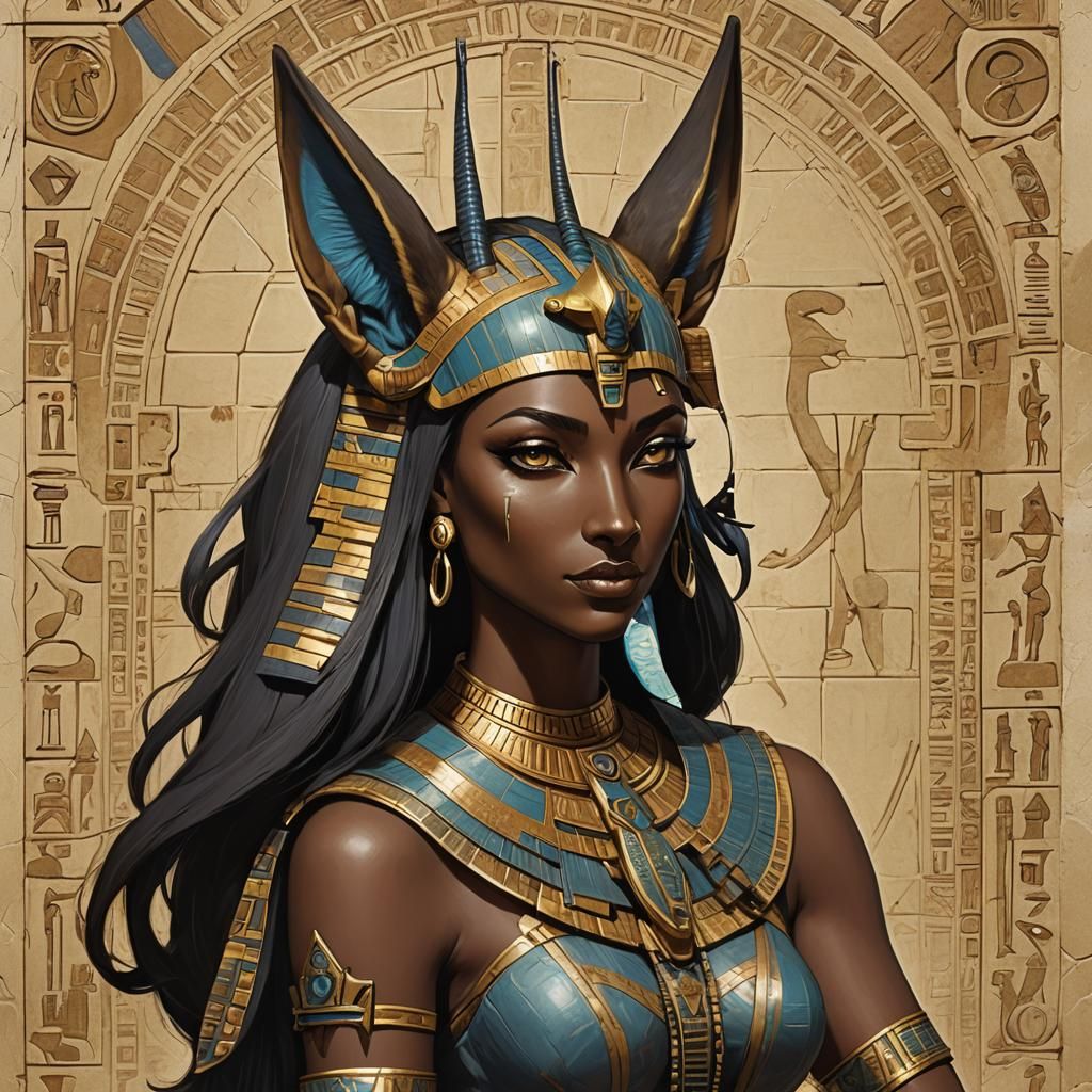 Anubis-Inspired Woman Merged with Machine