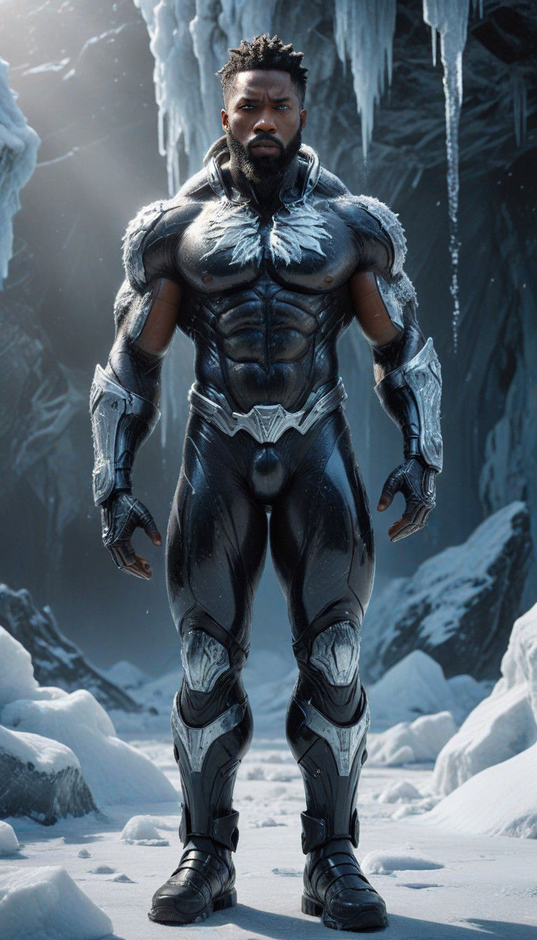 Cyborg Warrior Stands Dominant in Icy Winter Landscape