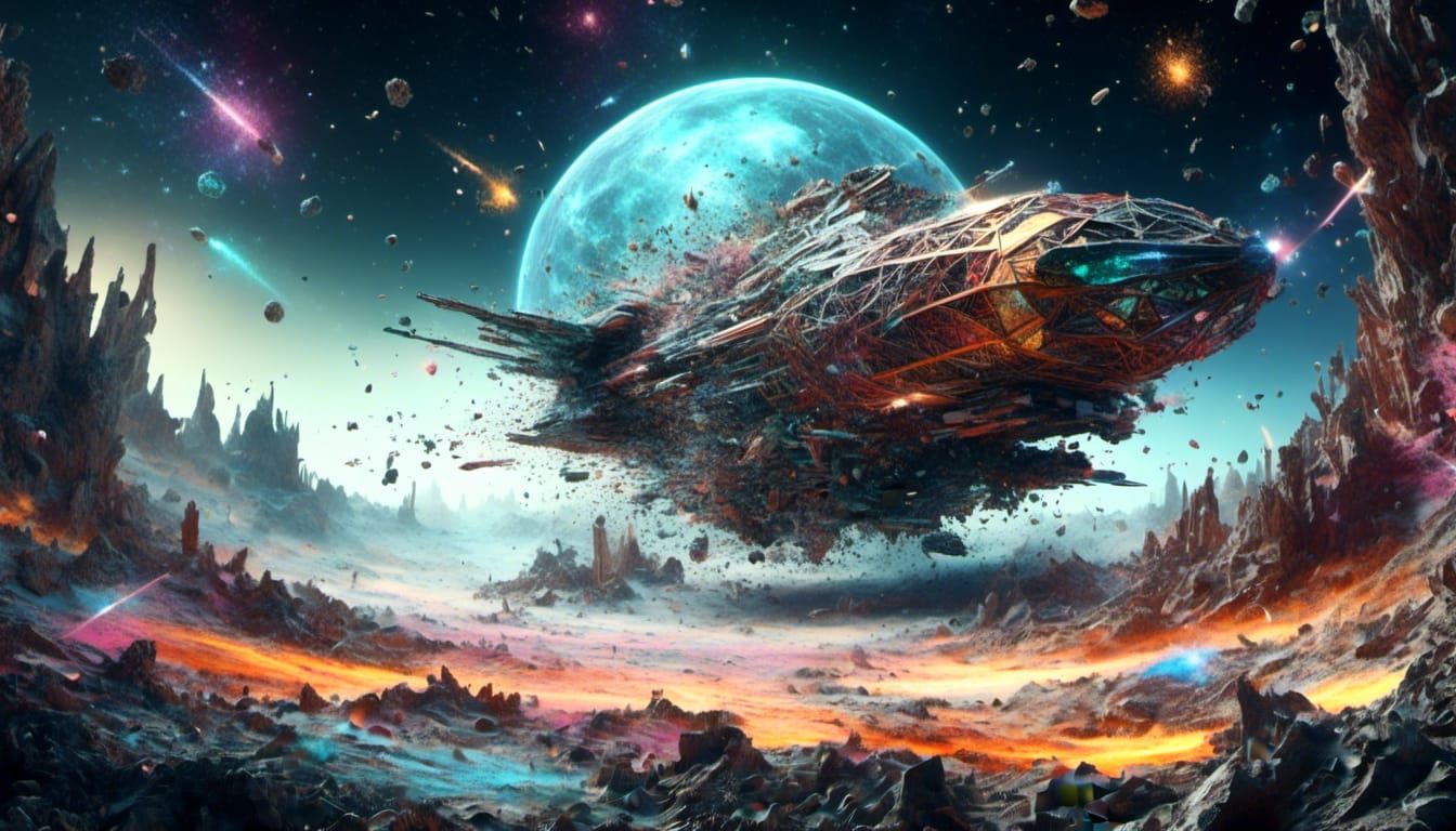 Starship Disintegration into Energy Beams