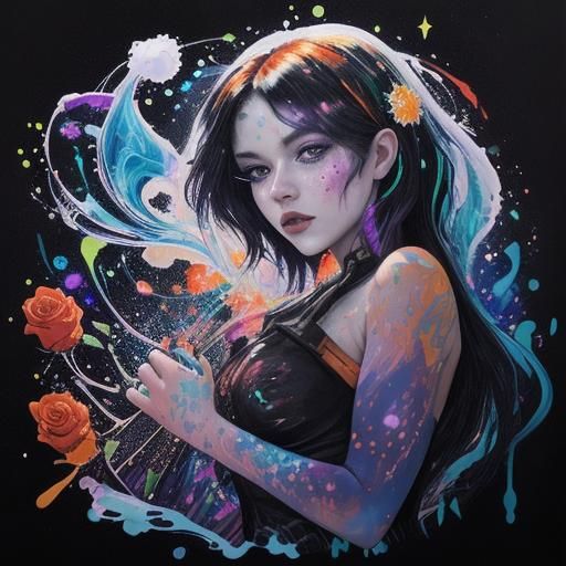 Gothic Alien Serenade in Expressionist Galaxy