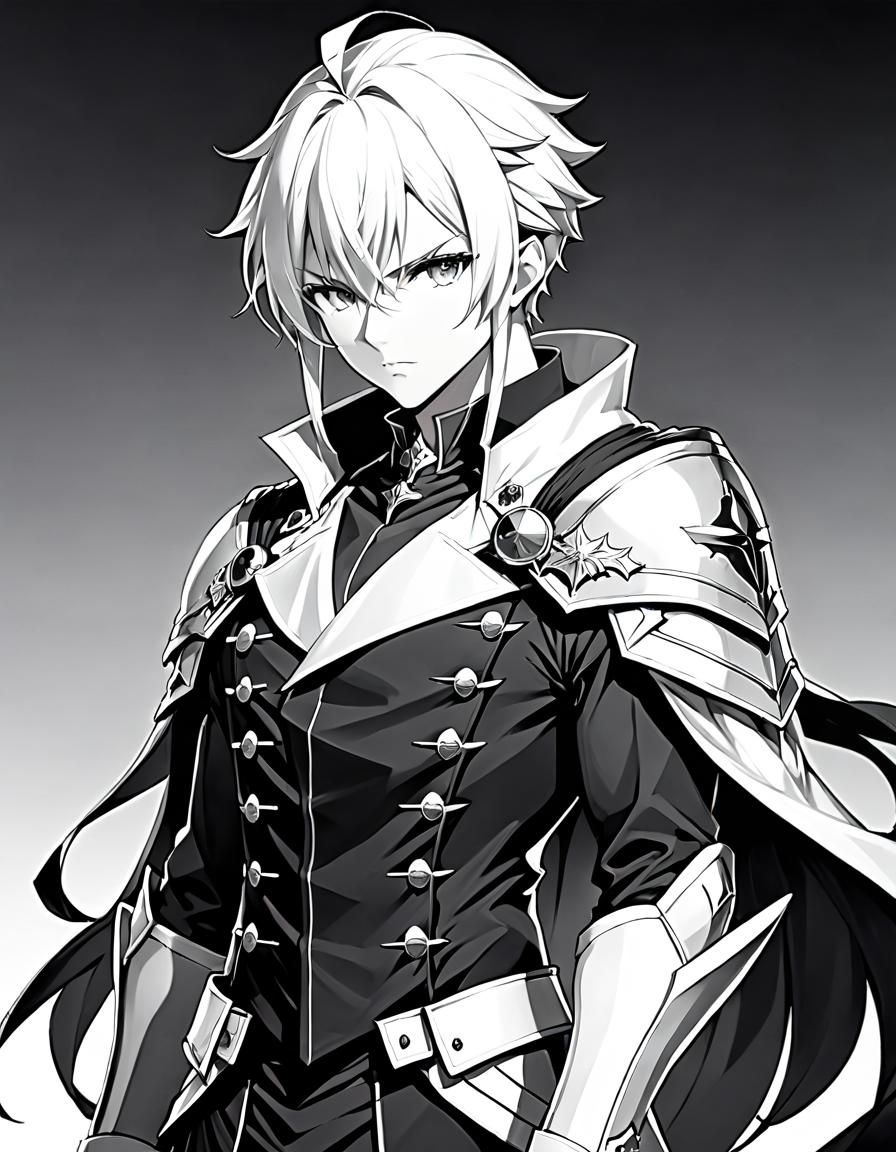 European Geographer in Black and White Manga Style