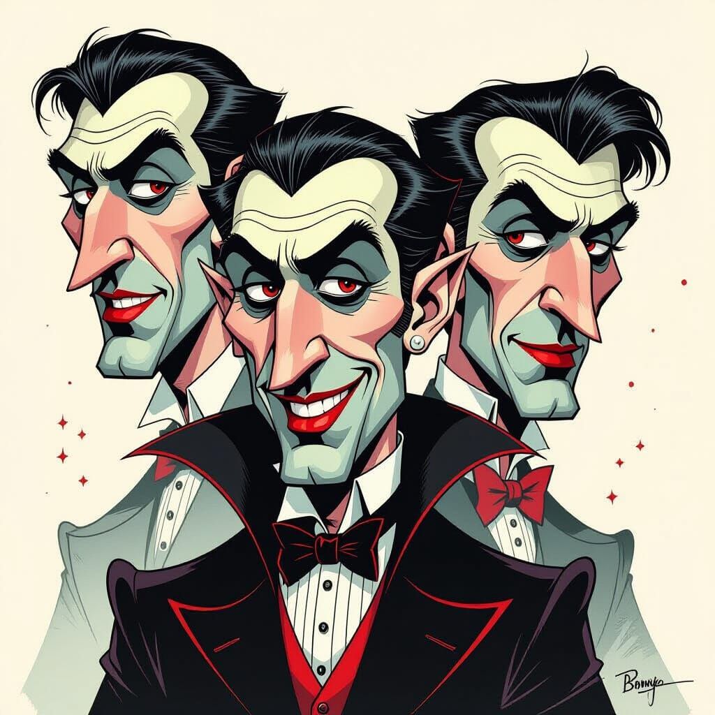 Graphic Novel Vampires with Bold Outlines