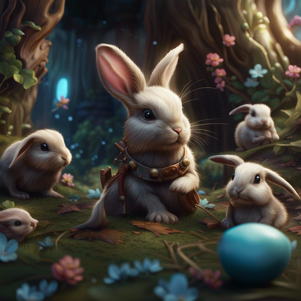Fantastical Baby Animals Play in Detailed Digital Art
