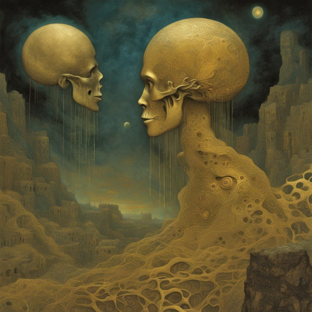 Golden Dreamscape of the Subconscious, in a Klimt-Inspired, ...