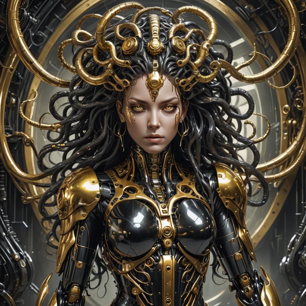 Futuristic Sci-Fi Cyborg Medusa Portrait