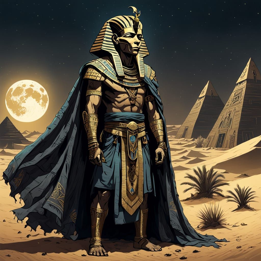 Ancient Egyptian Pharaoh in Gothic Illustration Style