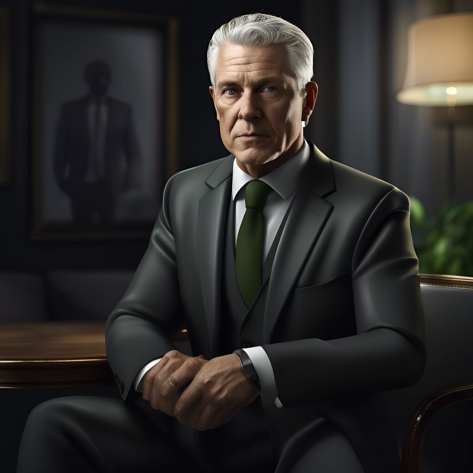 Realistic Portrait of a Senior Man in Business Suit