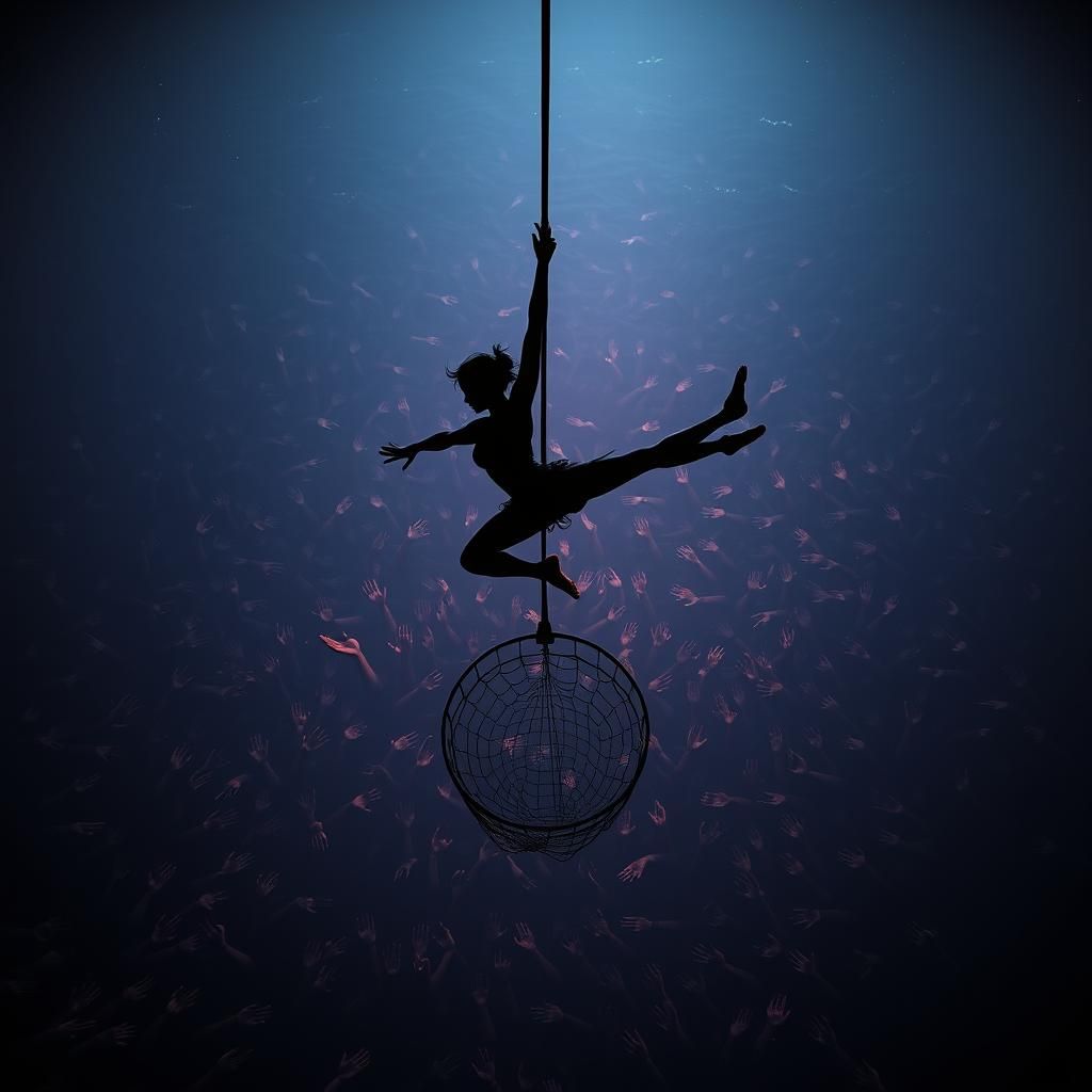 Elven Acrobat in Acid Art Silhouette