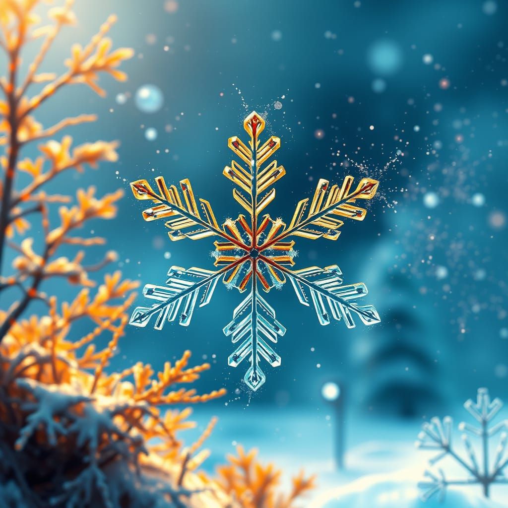 Snowflake Travels Through Four Seasons in Alcohol Ink Line A...