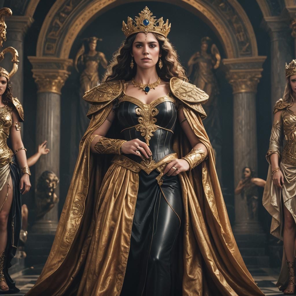 Queen Omphale of Lydia in Dark Fantasy Style